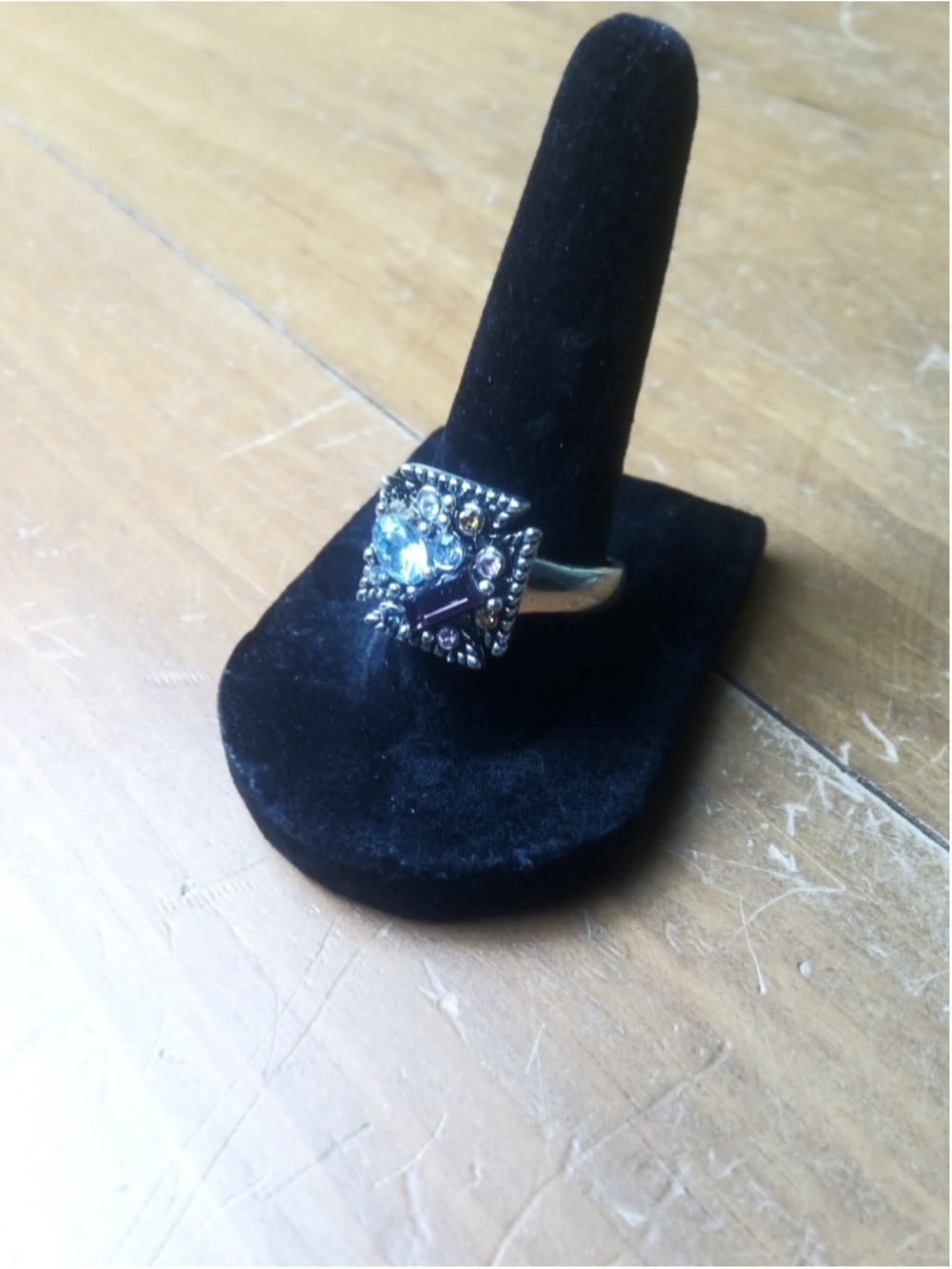 Women's Unbranded Silver Multi-Stone Statement Ring One Size Blue Purple